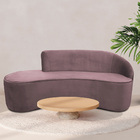 Sofá Curvo 04 Lugares 230cm Eron Braço Esquerdo Veludo Rosê -