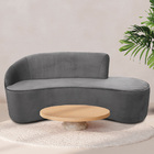 Sofá Curvo 04 Lugares Sala De Estar 230cm Eron Suede Cinza -