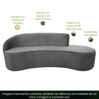 Sofá Curvo 04 Lugares Sala De Estar 230cm Eron Suede Cinza -