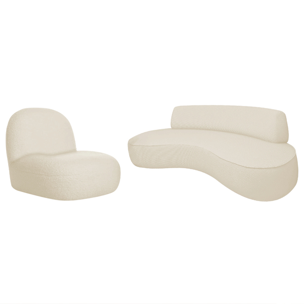 Sofá Curvo 120cm 2 L E 1 Poltrona Orgânico Escritório Recepçã