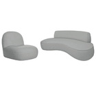 Sofá Curvo 120cm 2 Lugares E 1 Poltrona Amsterdã Bouclé - Ama