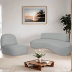 Sofá Curvo 120cm 2 Lugares E 1 Poltrona Amsterdã Bouclé - Ama