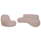 Sofá Curvo 120cm 2 Lugares E 1 Poltrona Amsterdã Bouclé - Doc