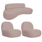 Sofá Curvo 120cm 2 Lugares E 2 Poltronas Amsterdã Bouclé - Do