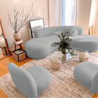 Sofá Curvo 120cm 2 Lugares E 2 Poltronas Amsterdã Bouclé - Do