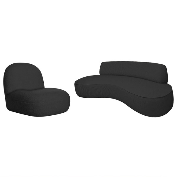 Sofá Curvo 120cm 2l E 1 Poltrona Orgânico Escritório Recepção