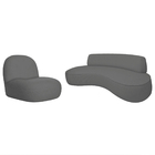 Sofá Curvo 120cm 2l E 1 Poltrona Orgânico Escritório Recepção