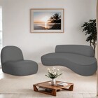 Sofá Curvo 120cm 2l E 1 Poltrona Orgânico Escritório Recepção