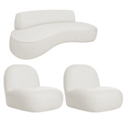 Sofá Curvo 130cm 2 Lugares E 2 Poltronas Amsterdã Bouclé - Do