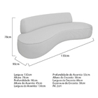 Sofá Curvo 130cm 2l E 1 Poltrona Orgânico Escritório Recepção