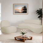 Sofá Curvo 140cm 2 Lugares E 1 Poltrona Amsterdã Bouclé - Ama