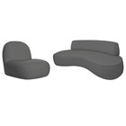 Sofá Curvo 140cm 2 Lugares E 1 Poltrona Amsterdã Linho - Amar