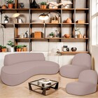 Sofá Curvo 140cm 2 Lugares E 2 Poltrona Amsterdã Bouclé - Doc