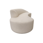 Sofá Curvo 150cm Braço Lado Direito Mavie Bouclé Off White -