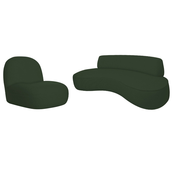 Sofá Curvo 160cm 2 L E 1 Poltrona Orgânico Escritório Recepçã