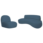 Sofá Curvo 160cm 2 L E 1 Poltrona Orgânico Escritório Recepçã