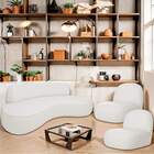 Sofá Curvo 160cm 2 Lugares E 2 Poltrona Amsterdã Bouclé - Doc