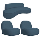 Sofá Curvo 160cm 2 Lugares E 2 Poltrona Amsterdã Linho - Amar