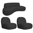 Sofá Curvo 180cm 2 Lugares E 2 Poltrona Amsterdã Bouclé - Ama