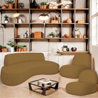 Sofá Curvo 180cm 2 Lugares E 2 Poltrona Amsterdã Bouclé - Doc