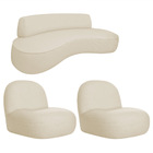 Sofá Curvo 180cm 2 Lugares E 2 Poltrona Amsterdã Linho - Amar