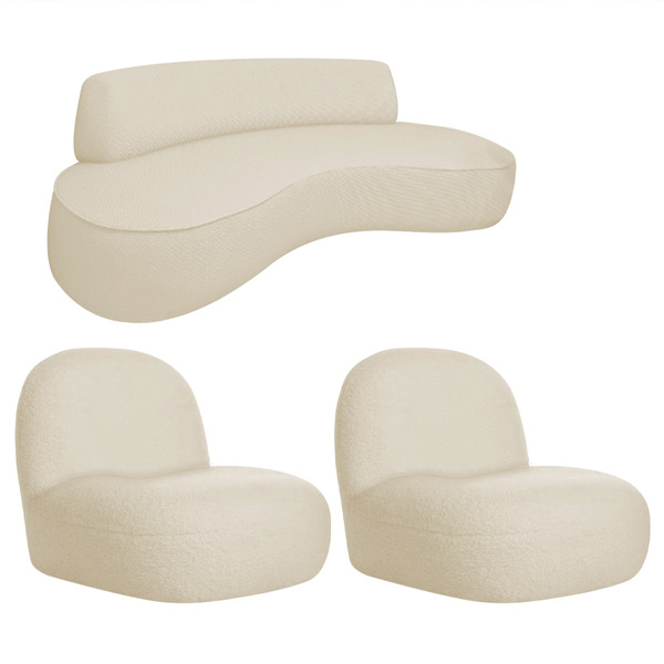 Sofá Curvo 180cm 2 Lugares E 2 Poltrona Amsterdã Linho - Amar