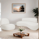 Sofá Curvo 180cm 3 Lugares E 1 Poltrona Amsterdã Bouclé - Doc