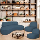 Sofá Curvo 200cm 2 Lugares E 2 Poltrona Amsterdã Linho - Amar