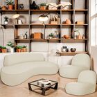 Sofá Curvo 200cm 2 Lugares E 2 Poltrona Amsterdã Linho - Bege