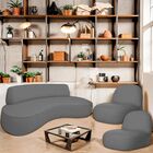 Sofá Curvo 200cm 2 Lugares E 2 Poltrona Amsterdã Linho - Cinz