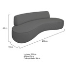 Sofá Curvo 200cm 2 Lugares E 2 Poltrona Amsterdã Linho - Cinz