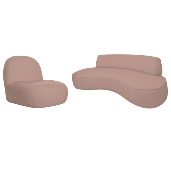 Sofá Curvo 200cm 3 L E 1 Poltrona Orgânico Escritório Recepçã