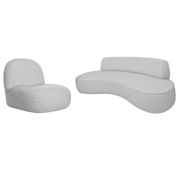 Sofá Curvo 200cm 3 Lugares E 1 Poltrona Amsterdã Linho - Amar