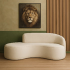 Sofá Curvo 210cm Braço Lado Direito Mavie Bouclé Off White -