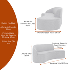 Sofá Curvo 210cm Braço Lado Direito Mavie Bouclé Off White -