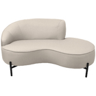 Sofá Curvo 2 Lugares 150cm Braço Dir. Thommy Pés Preto Linho