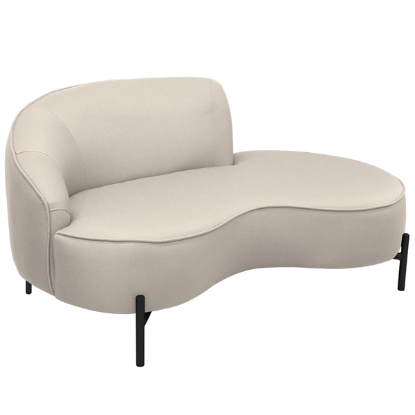 Sofá Curvo 2 Lugares 150cm Braço Dir. Thommy Pés Preto Linho