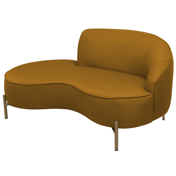 Sofá Curvo 2 Lugares 150cm Braço Esq. Thommy Pés Ouro Linho M