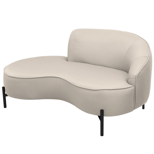 Sofá Curvo 2 Lugares 150cm Braço Esq. Thommy Pés Preto Linho