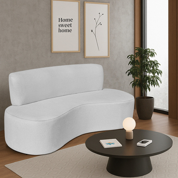 Sofá Curvo 2 Lugares Amsterdã 140cm Linho - Amarena Móveis -