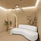 Sofá Curvo 2 Lugares Amsterdã 160cm Bouclé - Branco