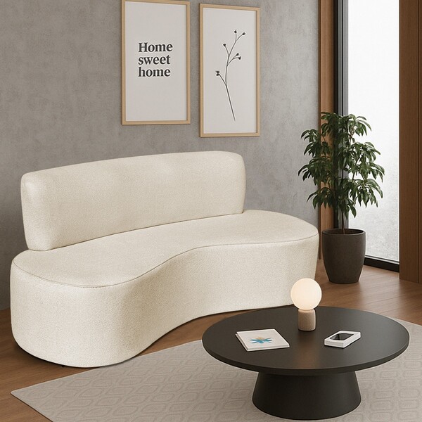 Sofá Curvo 2 Lugares Amsterdã 160cm Linho - Amarena Móveis -