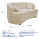 Sofá Curvo 2 Lugares Orgânico Sala Recepção Escritório Decora