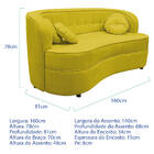 Sofá Curvo 2 Lugares Orgânico Sala Recepção Escritório Decora