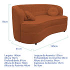 Sofá Curvo 2 Lugares Orgânico Sala Recepção Escritório Decora