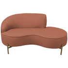 Sofá Curvo 3 Lugares 180cm Braço Dir. Thommy Pés Ouro Linho C