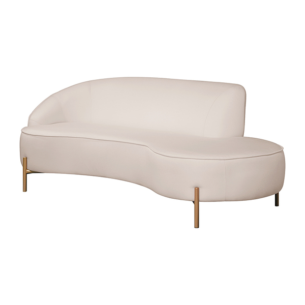 Sofá Curvo 3 Lugares 180cm Braço Dir. Thommy Pés Ouro Linho O