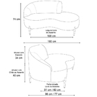 Sofá Curvo 3 Lugares 180cm Braço Dir. Thommy Pés Preto Linho