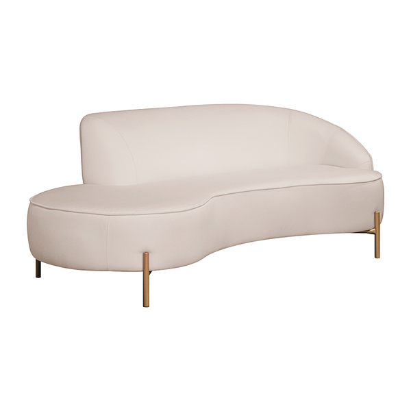 Sofá Curvo 3 Lugares 180cm Braço Esq. Thommy Pés Ouro Linho O