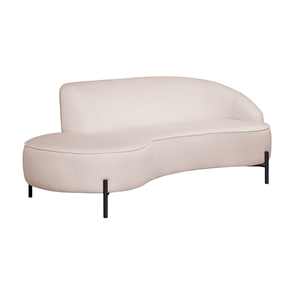 Sofá Curvo 3 Lugares 180cm Braço Esq. Thommy Pés Preto Linho